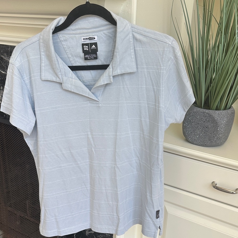 Adidas golf Sky Blue Striped Polo Shirt